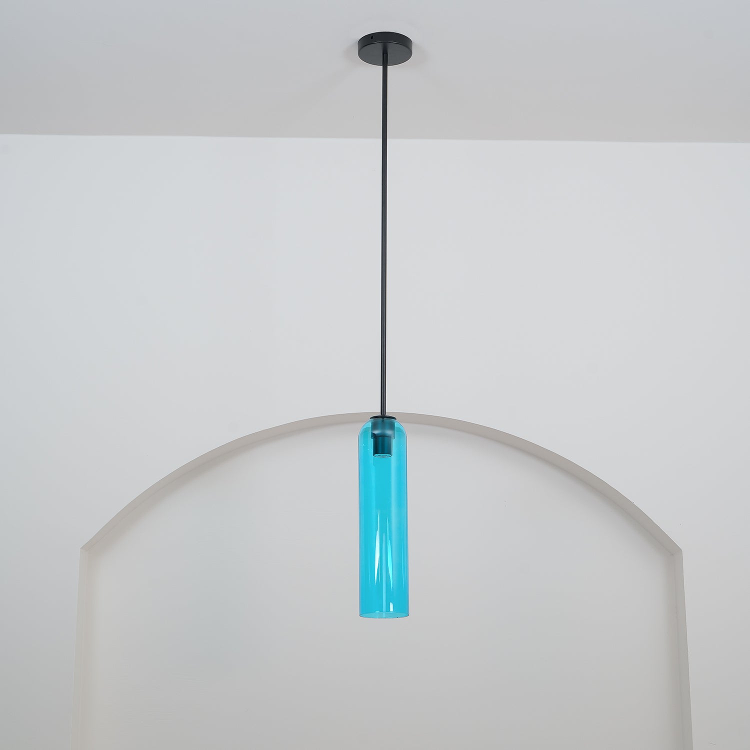 Modern Cylindrical Long Tube Glass Pendant Lamp Minimalist Hanging Ceiling Fixture