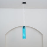 Modern Cylindrical Long Tube Glass Pendant Lamp Minimalist Hanging Ceiling Fixture