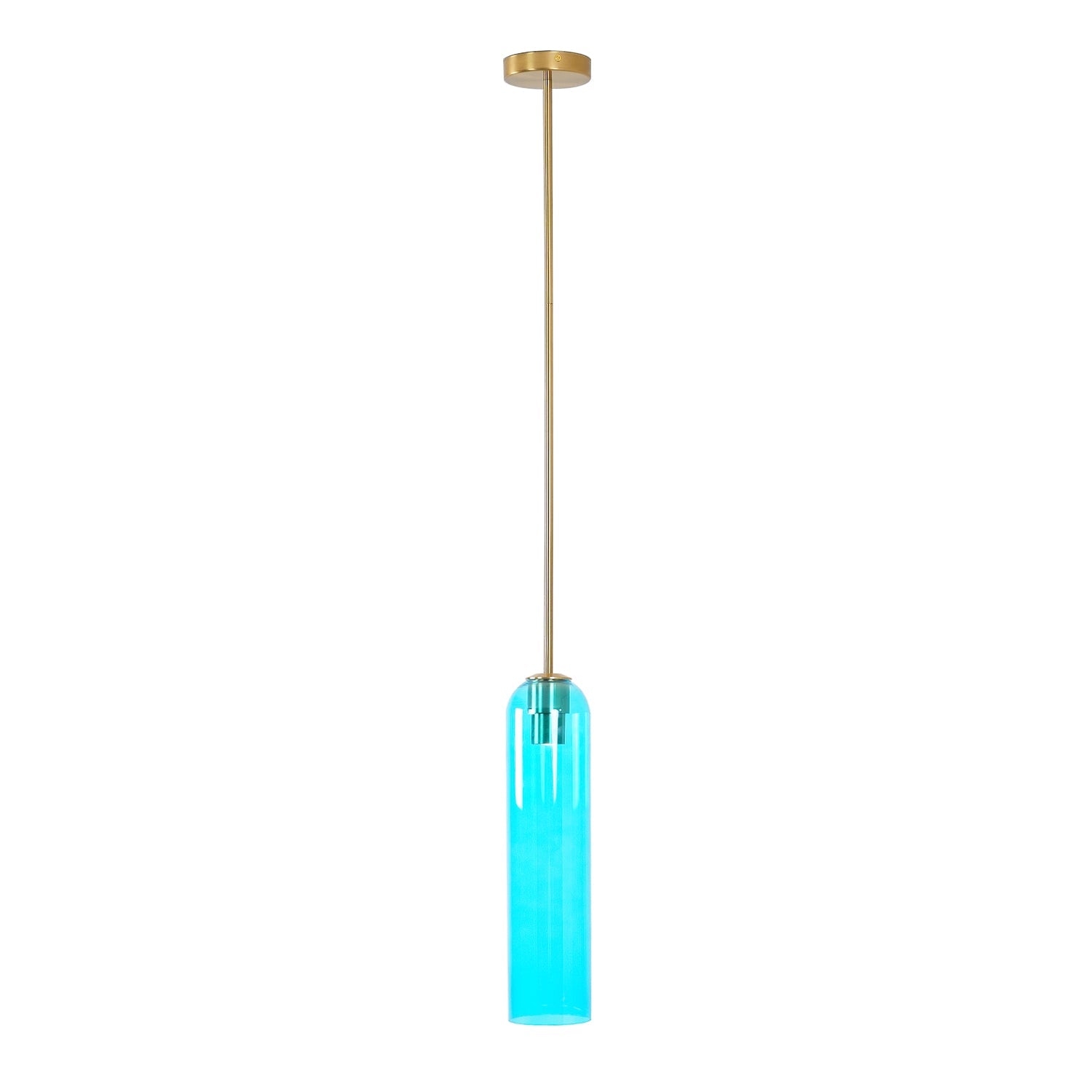 Modern Cylindrical Long Tube Glass Pendant Lamp Minimalist Hanging Ceiling Fixture