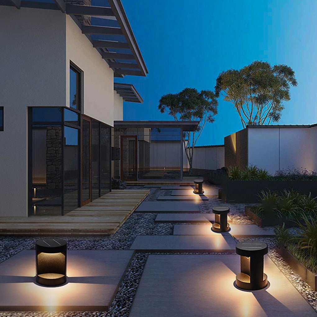 Modern Cylindrical Outdoor LED Lawn Lamp Waterproof Landscape Pathway Lighting