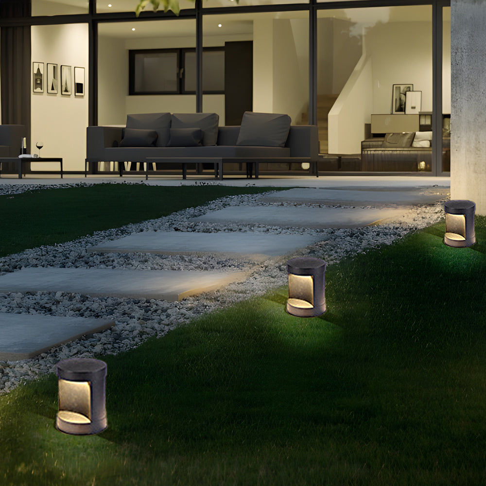 Modern Cylindrical Outdoor LED Lawn Lamp Waterproof Landscape Pathway Lighting