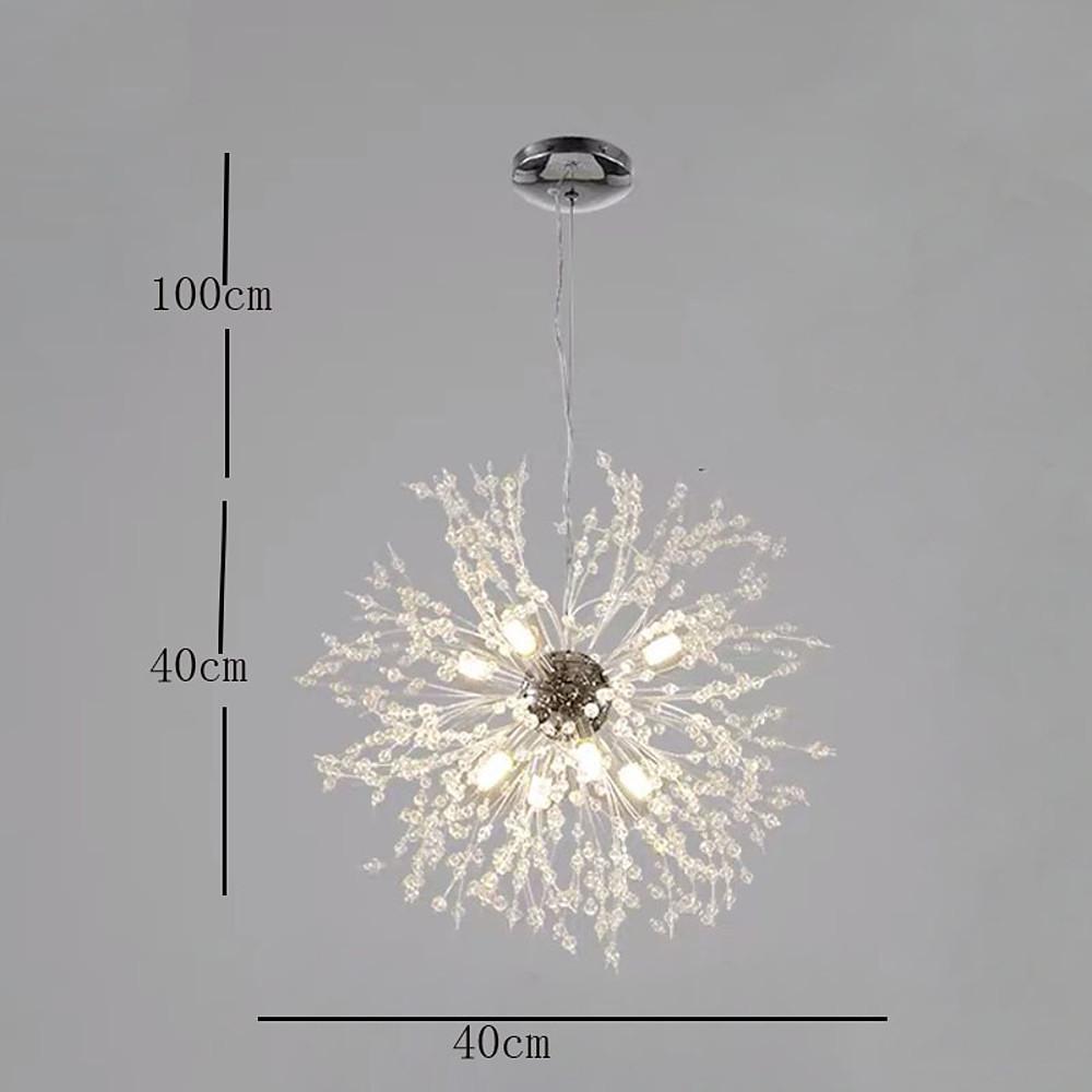 Modern Dandelion Crystal Globe Chandelier LED Metal Pendant Ceiling Light Fixture