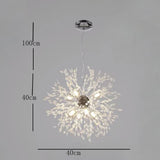 Modern Dandelion Crystal Globe Chandelier LED Metal Pendant Ceiling Light Fixture
