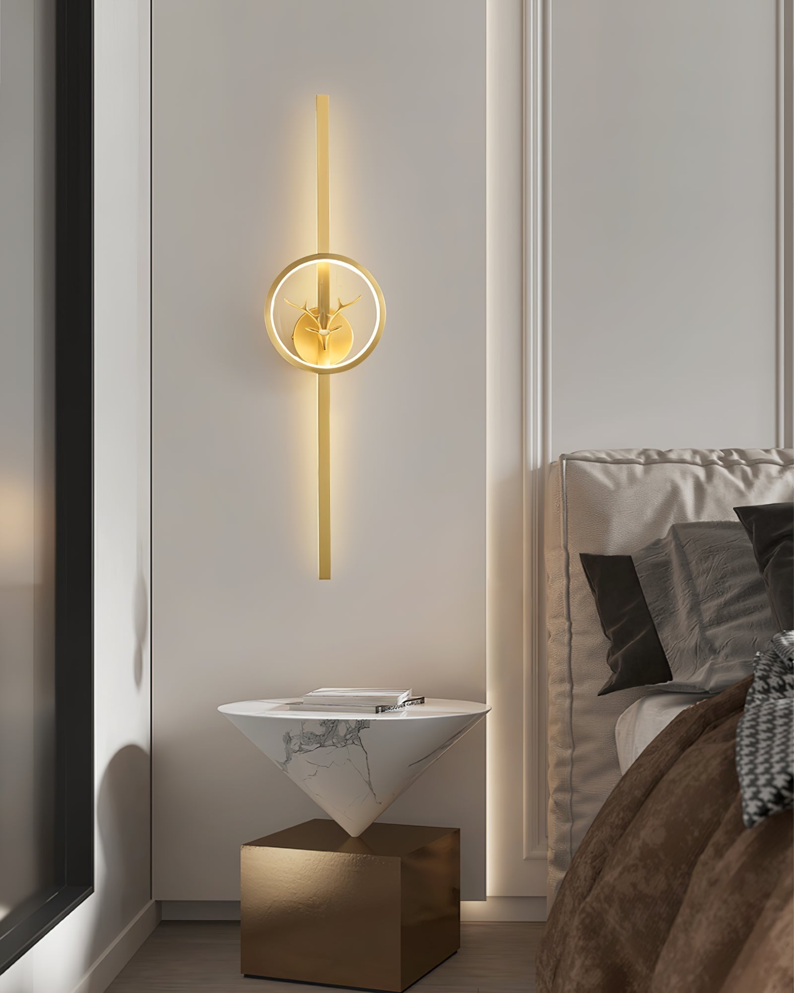 Modern Decorative Deer Brass Wall Sconce LED Light Fixture for Home Interiors
