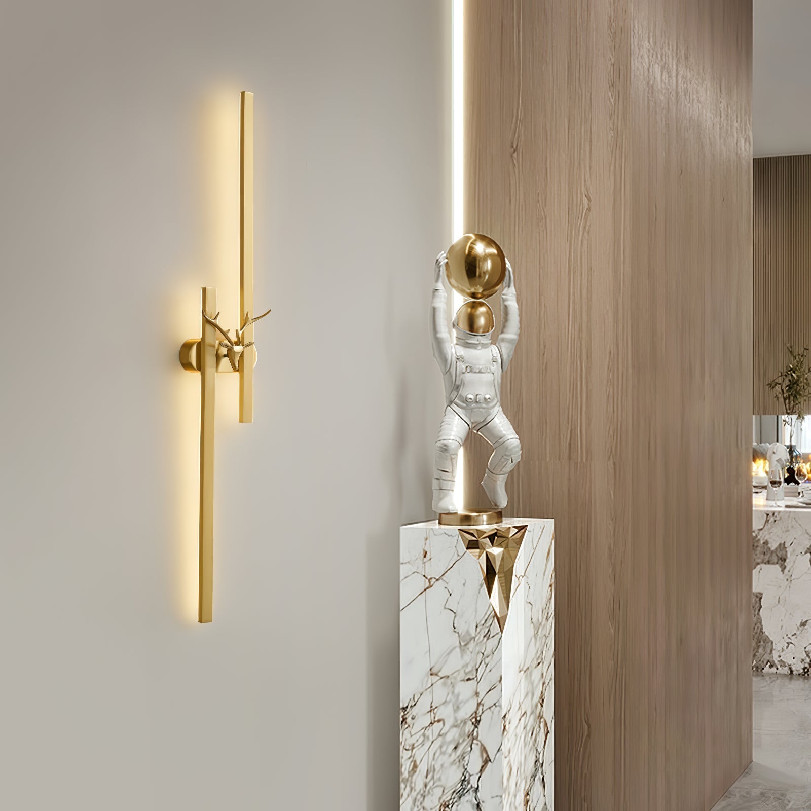 Modern Decorative Deer Brass Wall Sconce LED Light Fixture for Home Interiors