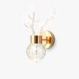 Modern Deer Design Crystal LED Wall Sconce Gold Animal Inspired Indoor Accent Light