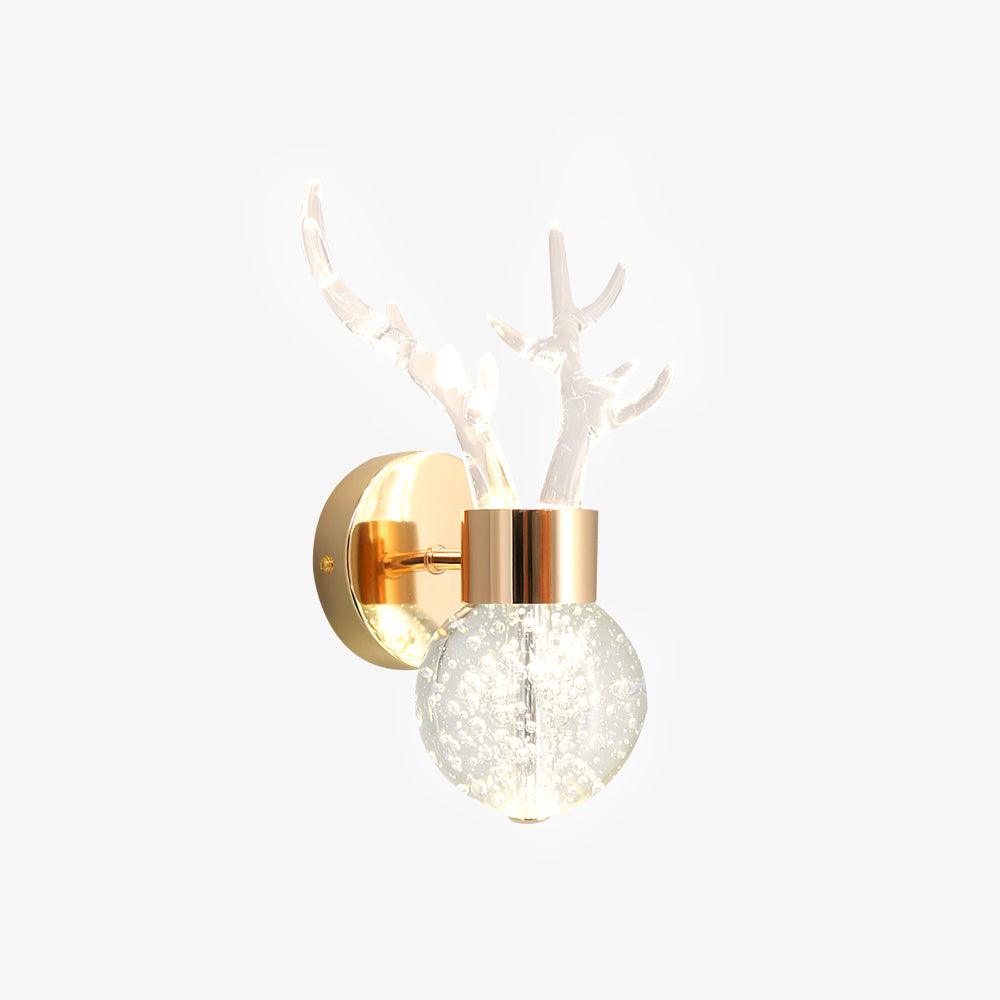 Modern Deer Design Crystal LED Wall Sconce Gold Animal Inspired Indoor Accent Light