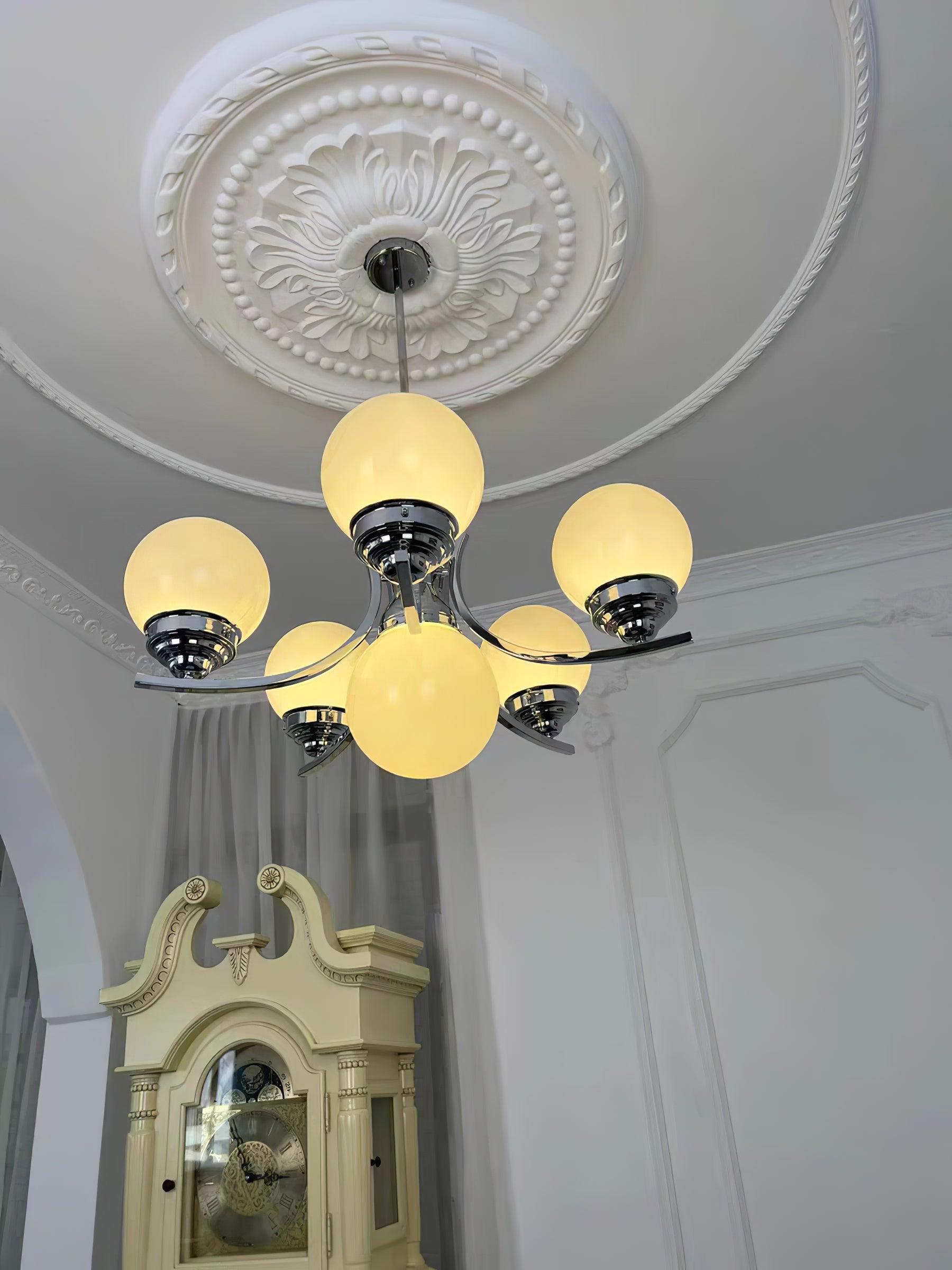 Modern Dewdrop Glass Globe Chandelier Art Deco Pendant Lighting for Living Room