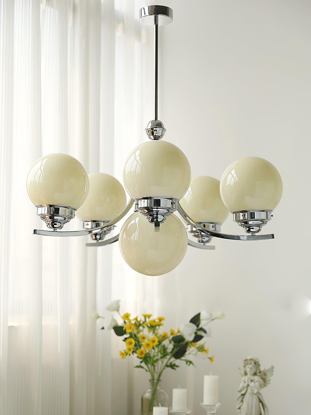 Modern Dewdrop Glass Globe Chandelier Art Deco Pendant Lighting for Living Room