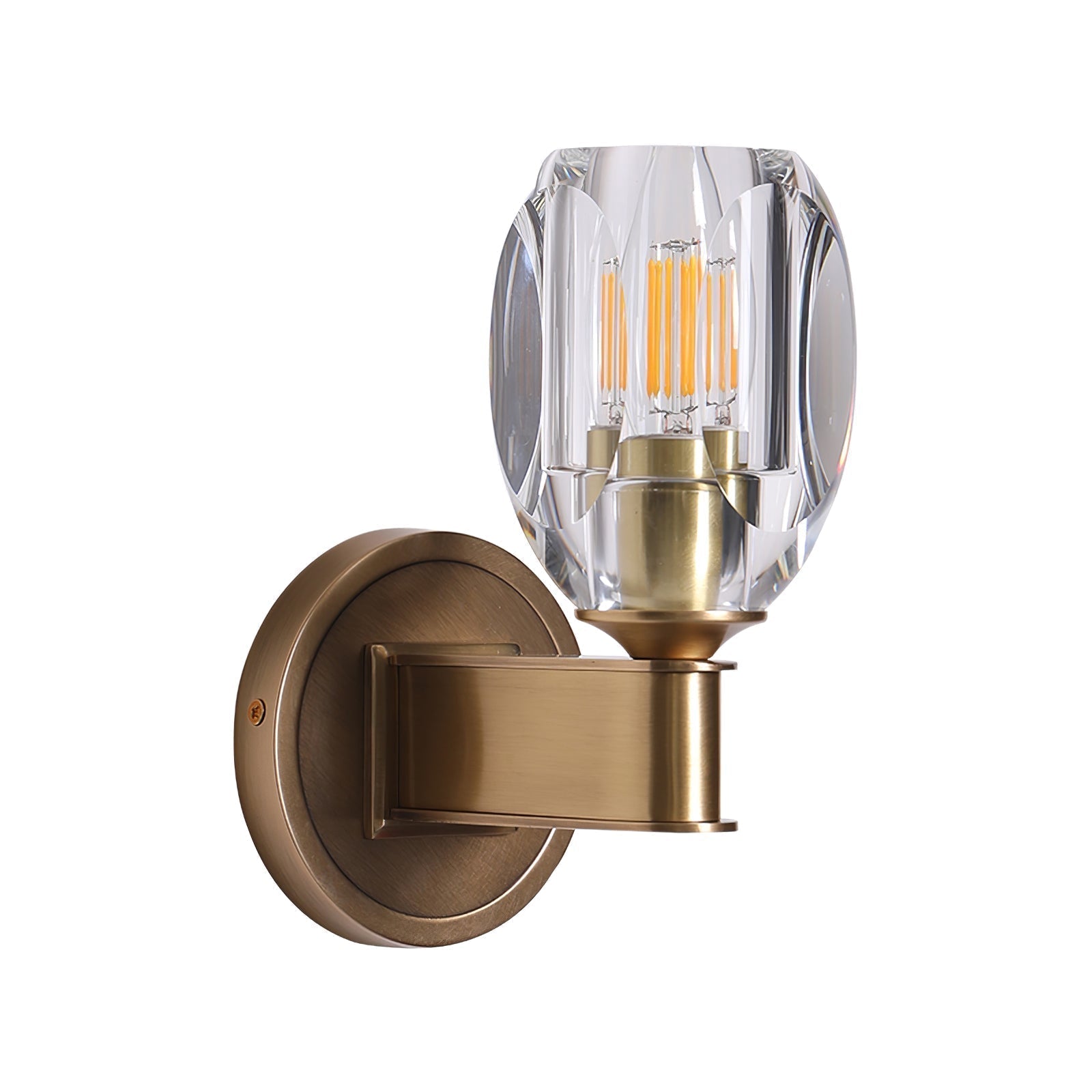Modern Diamond Crystal Wall Sconce Luxury Brass LED Vanity Light for Bedroom and Hallway