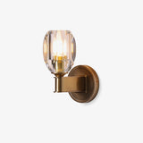 Modern Diamond Crystal Wall Sconce Luxury Brass LED Vanity Light for Bedroom and Hallway