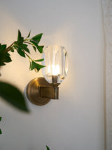 Modern Diamond Crystal Wall Sconce Luxury Brass LED Vanity Light for Bedroom and Hallway
