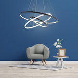 Modern Dimmable 3 Ring LED Pendant Light Adjustable Geometric Circle Chandelier for Dining Room