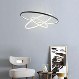 Modern Dimmable 3 Ring LED Pendant Light Adjustable Geometric Circle Chandelier for Dining Room