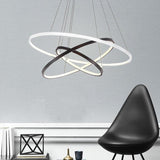 Modern Dimmable 3 Ring LED Pendant Light Adjustable Geometric Circle Chandelier for Dining Room