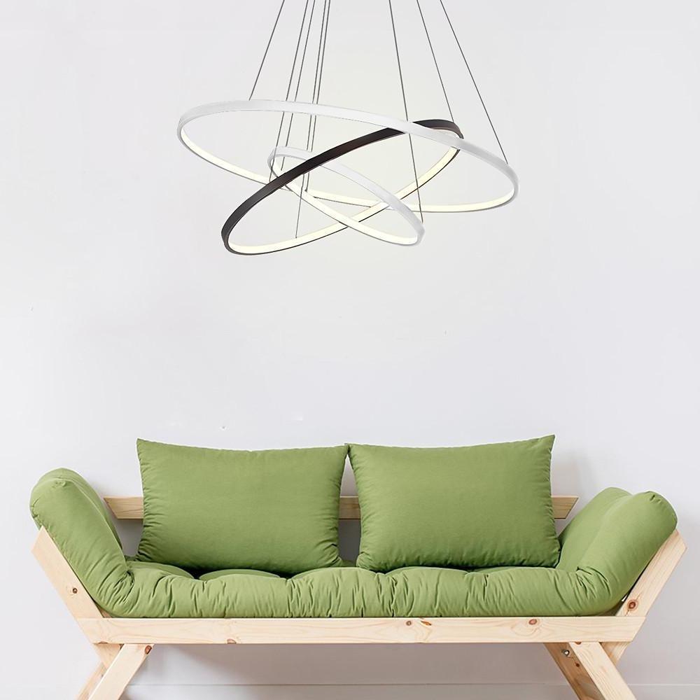Modern Dimmable 3 Ring LED Pendant Light Adjustable Geometric Circle Chandelier for Dining Room