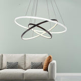 Modern Dimmable 3 Ring LED Pendant Light Adjustable Geometric Circle Chandelier for Dining Room