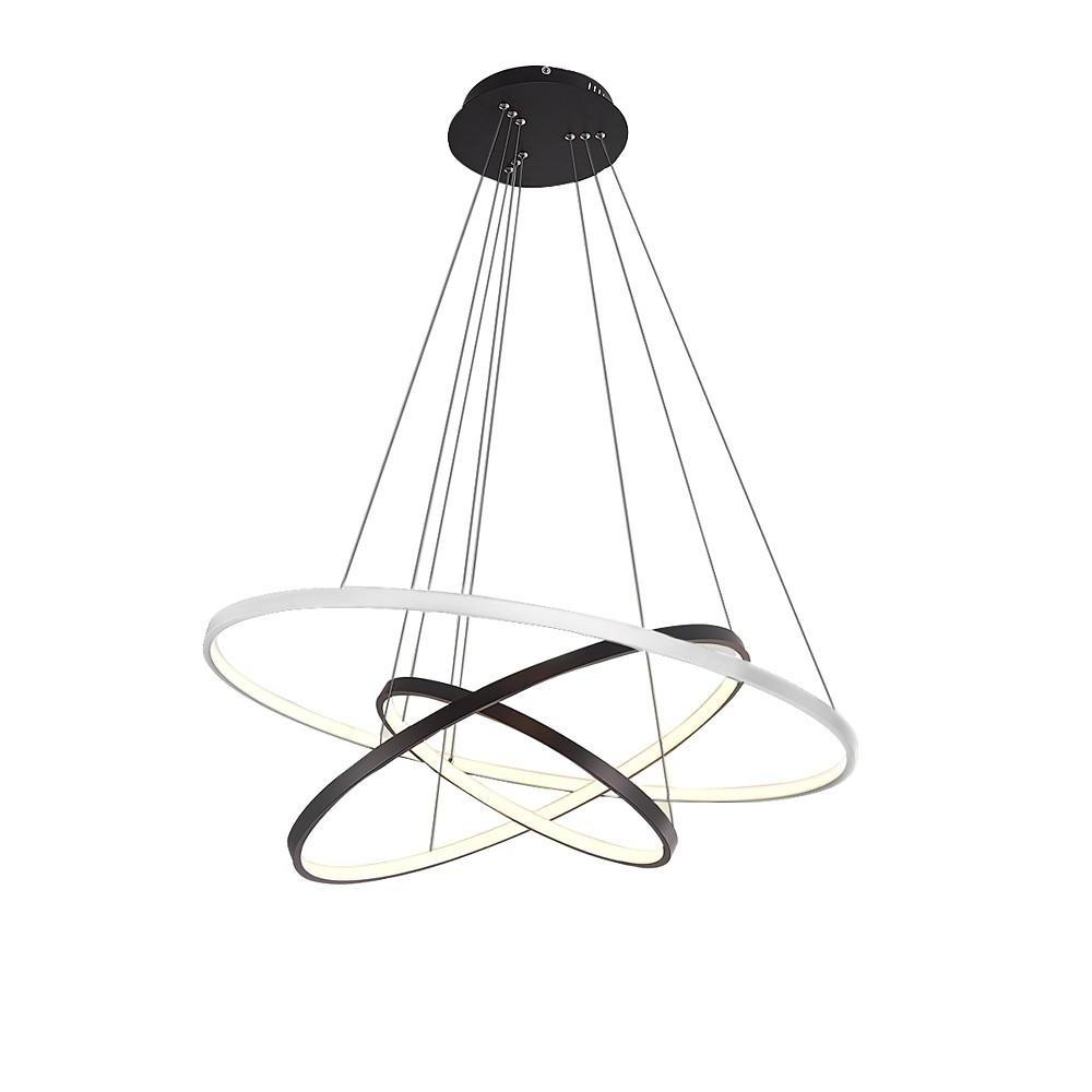 Modern Dimmable 3 Ring LED Pendant Light Adjustable Geometric Circle Chandelier for Dining Room