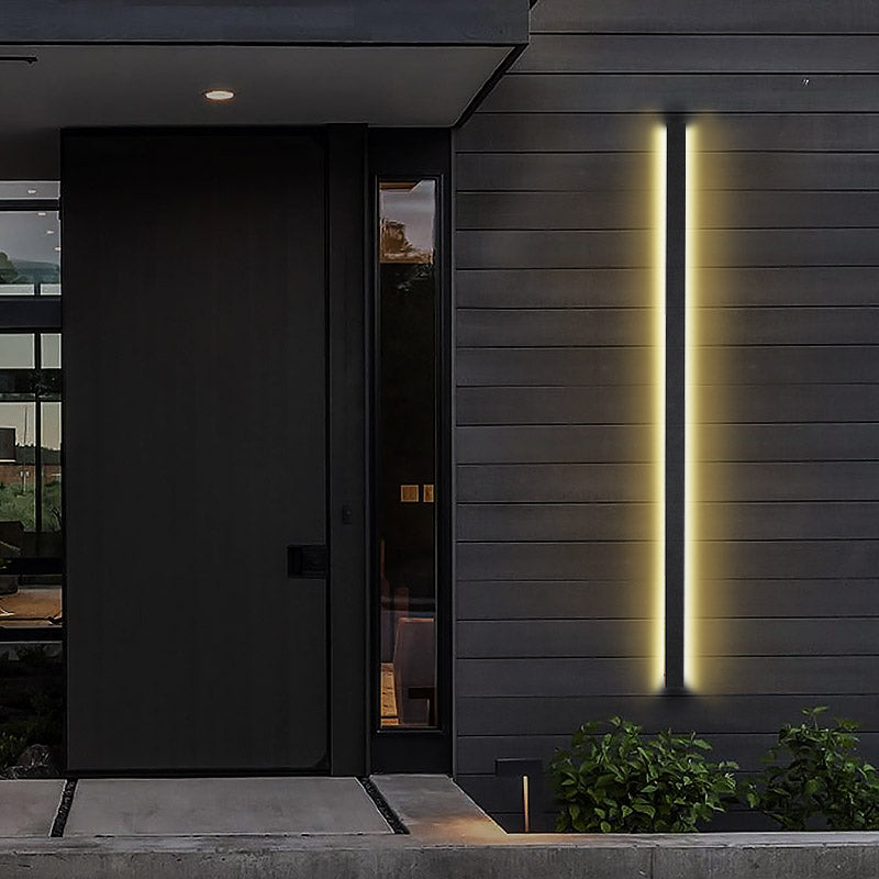 Modern Dimmable Black Metal Long Strip Waterproof LED Outdoor Wall Sconce Lighting