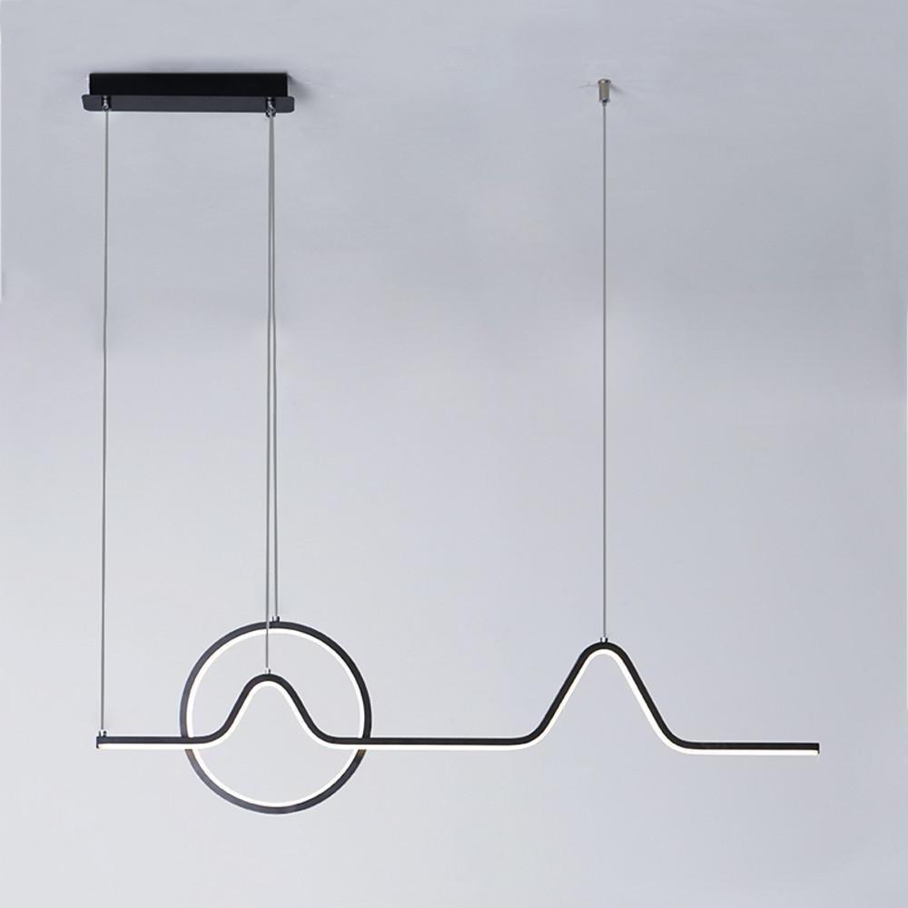 Modern Dimmable LED Ring and Linear Pendant Light for Kitchen Island Decor