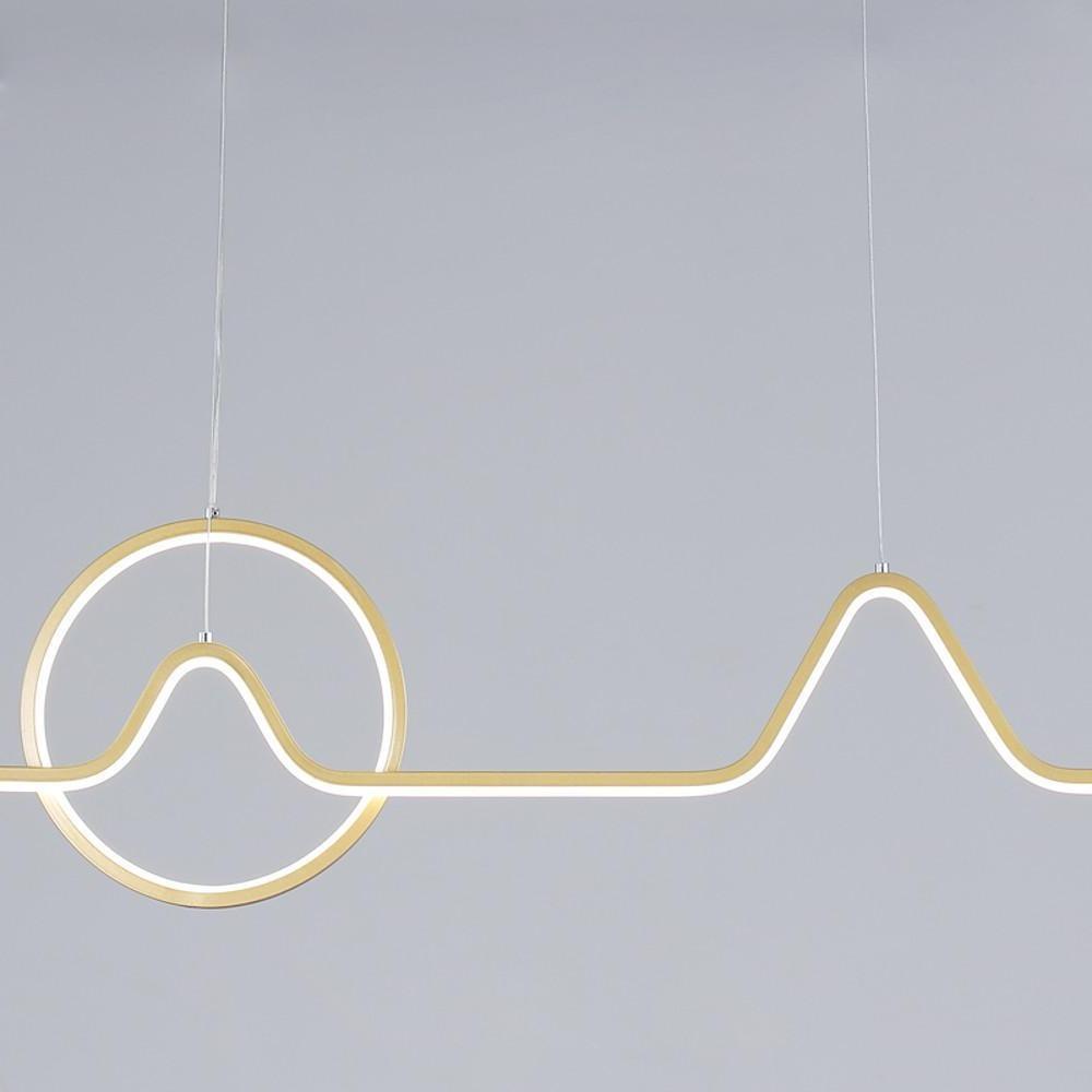 Modern Dimmable LED Ring and Linear Pendant Light for Kitchen Island Decor