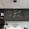 Modern Dimmable Long Strip Sputnik LED Chandelier for Living Room in Gold and Black