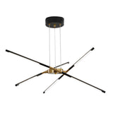Modern Dimmable Long Strip Sputnik LED Chandelier for Living Room in Gold and Black
