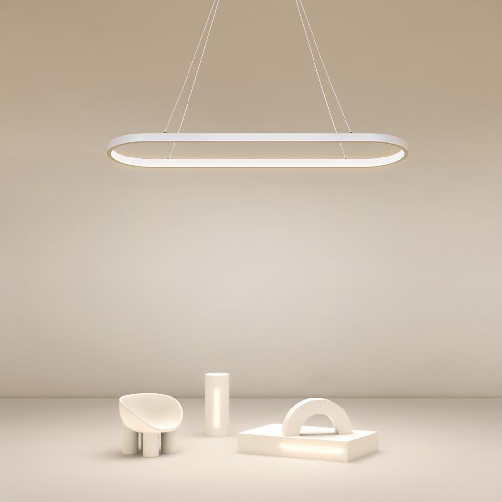 Modern Dimmable Oval LED Pendant Light with Remote Control for Dining Room