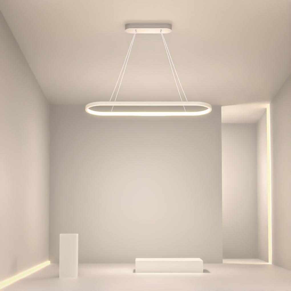 Modern Dimmable Oval LED Pendant Light with Remote Control for Dining Room