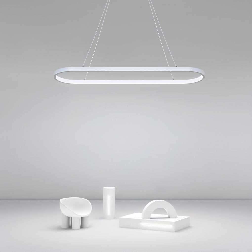 Modern Dimmable Oval LED Pendant Light with Remote Control for Dining Room