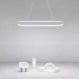 Modern Dimmable Oval LED Pendant Light with Remote Control for Dining Room