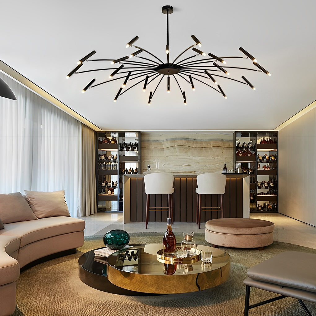 Modern DIY Adjustable Metal LED Chandelier Three Step Dimming Minimalist Pendant Light