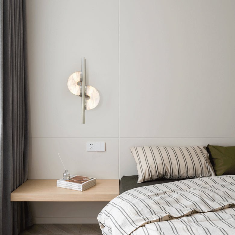 Modern Dolly Alabaster Stone Wall Sconce Elegant LED Double Disk Light for Indoor Spaces