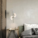 Modern Dolly Alabaster Stone Wall Sconce Elegant LED Double Disk Light for Indoor Spaces