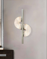 Modern Dolly Alabaster Stone Wall Sconce Elegant LED Double Disk Light for Indoor Spaces