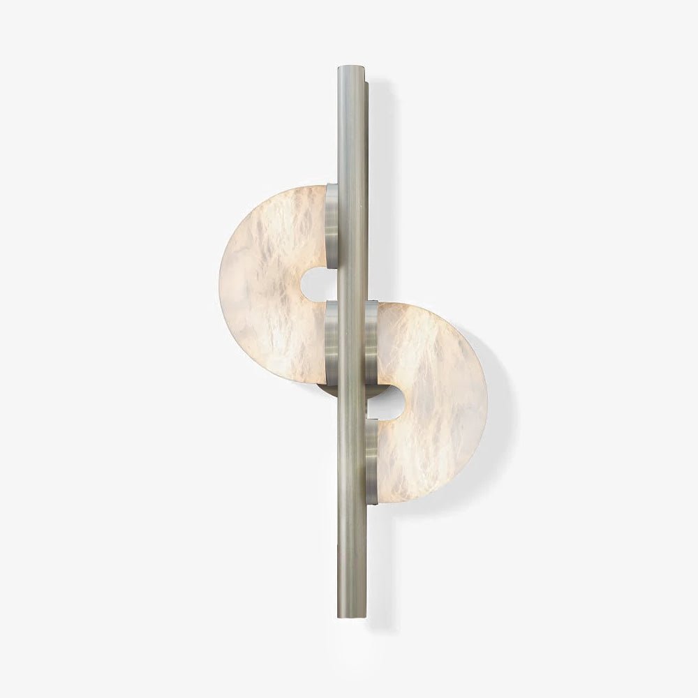 Modern Dolly Alabaster Stone Wall Sconce Elegant LED Double Disk Light for Indoor Spaces