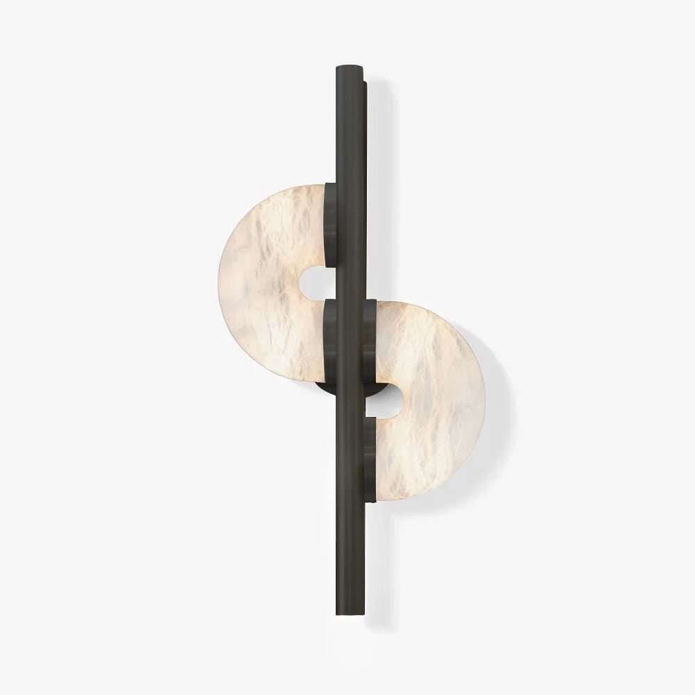 Modern Dolly Alabaster Stone Wall Sconce Elegant LED Double Disk Light for Indoor Spaces