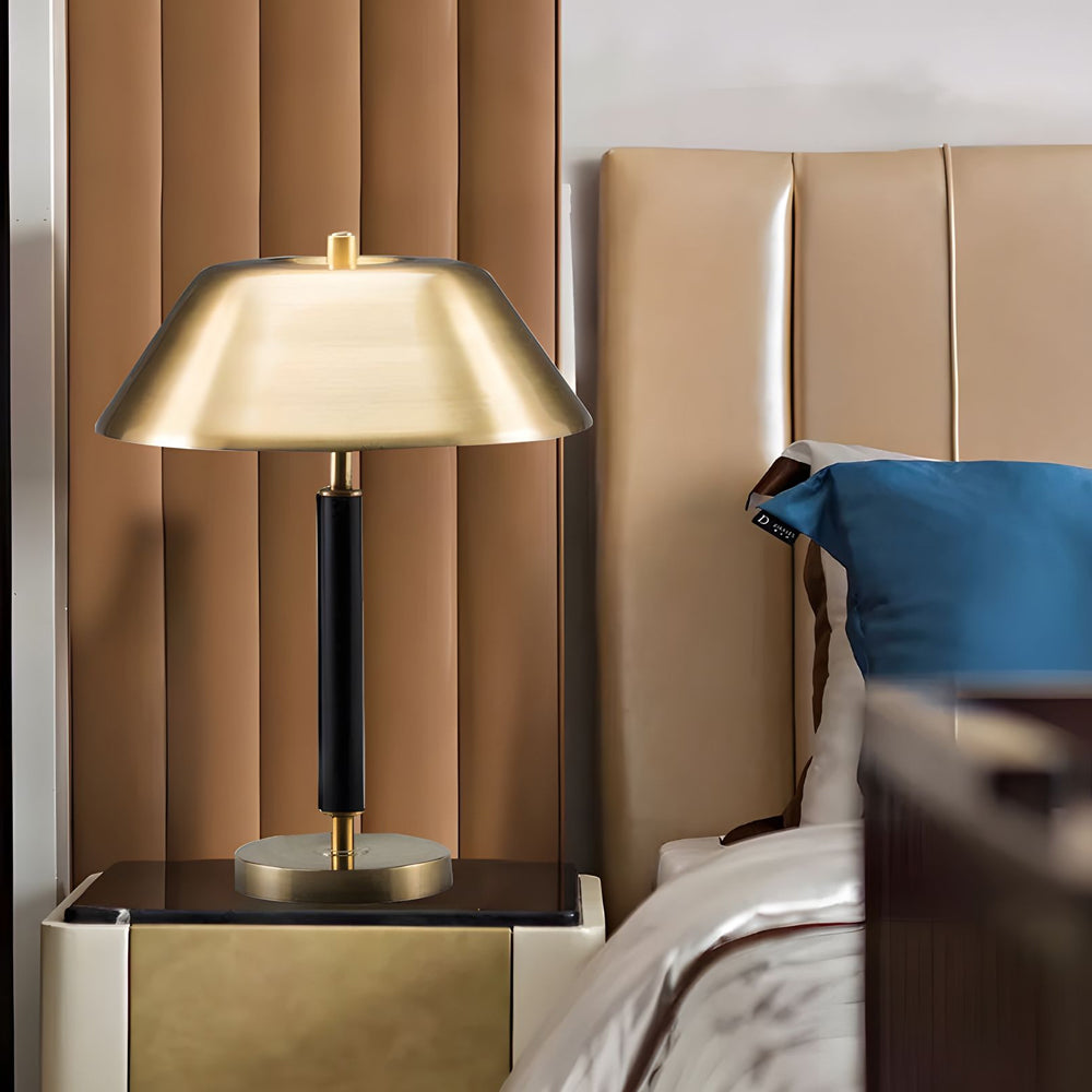 Modern Dome Table Lamp with Matte Black and Brass Finish for Living Room and Bedroom Nightstands