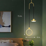Modern Double Circle LED Pendant Light Gold and Black Adjustable Hanging Island Lamp