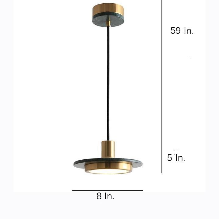 Modern Double Circle Marble LED Pendant Light Metal Hanging Lamp for Kitchen Island and Dining Room