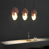Modern Double Disk Wood and Metal LED Pendant Light for Kitchen Island and Dining Room