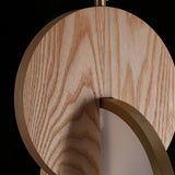 Modern Double Disk Wood and Metal LED Pendant Light for Kitchen Island and Dining Room