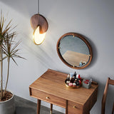 Modern Double Disk Wood and Metal LED Pendant Light for Kitchen Island and Dining Room