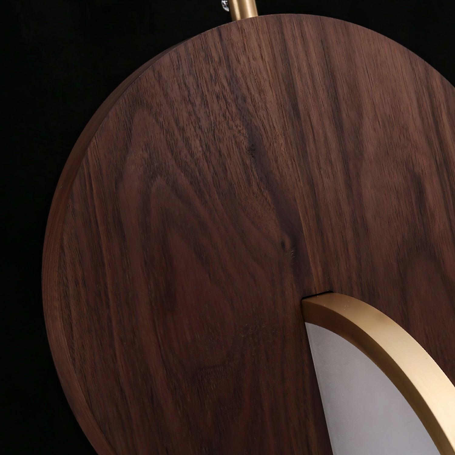 Modern Double Disk Wood and Metal LED Pendant Light for Kitchen Island and Dining Room
