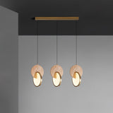 Modern Double Disk Wood and Metal LED Pendant Light for Kitchen Island and Dining Room
