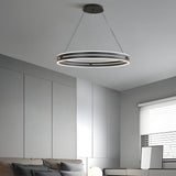 Modern Double Hoop LED Pendant Light 23.6 Inch Minimalist Wheel Chandelier for Living Room Dining Room