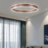 Modern Double Hoop LED Pendant Light 23.6 Inch Minimalist Wheel Chandelier for Living Room Dining Room