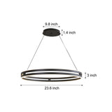 Modern Double Hoop LED Pendant Light 23.6 Inch Minimalist Wheel Chandelier for Living Room Dining Room