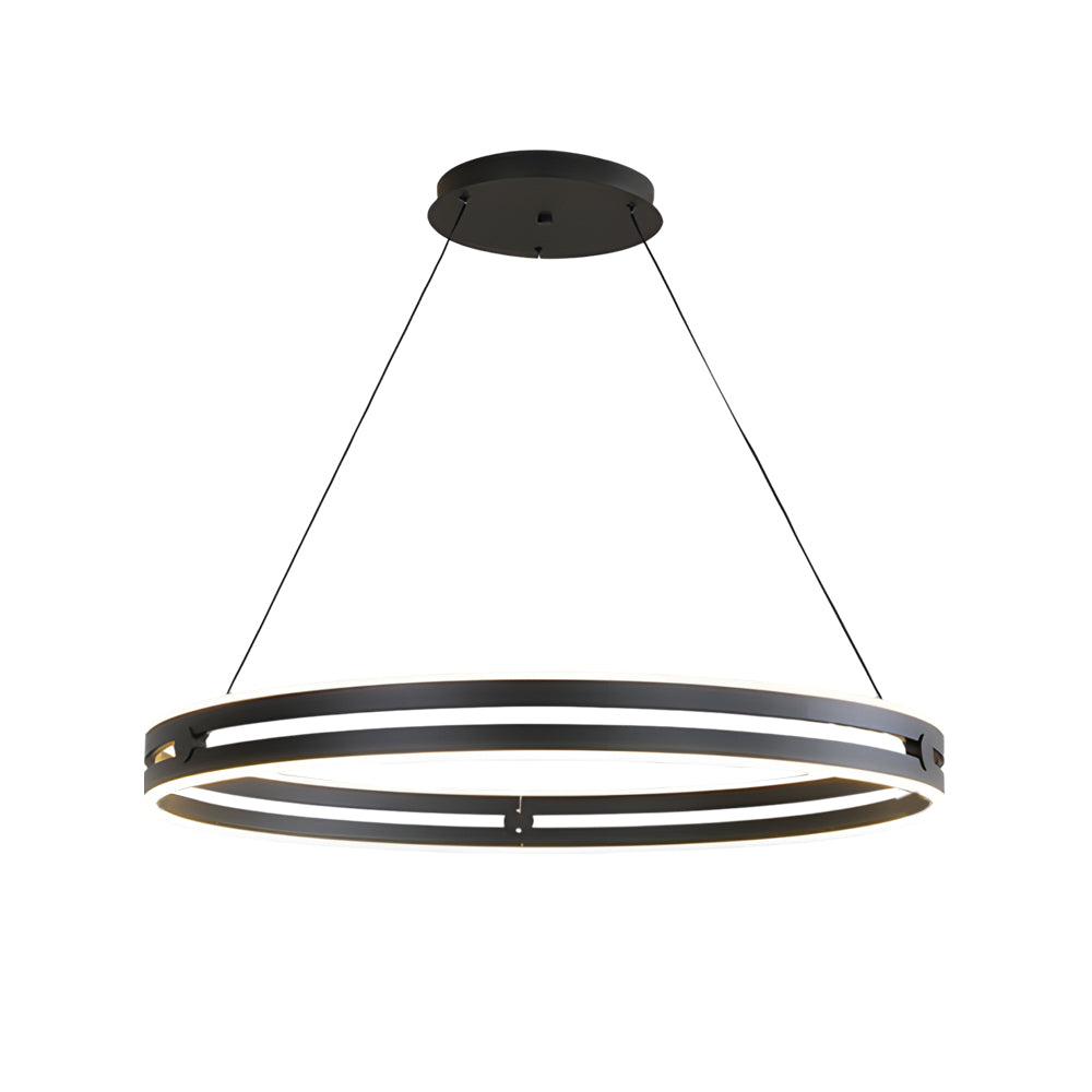 Modern Double Hoop LED Pendant Light 23.6 Inch Minimalist Wheel Chandelier for Living Room Dining Room