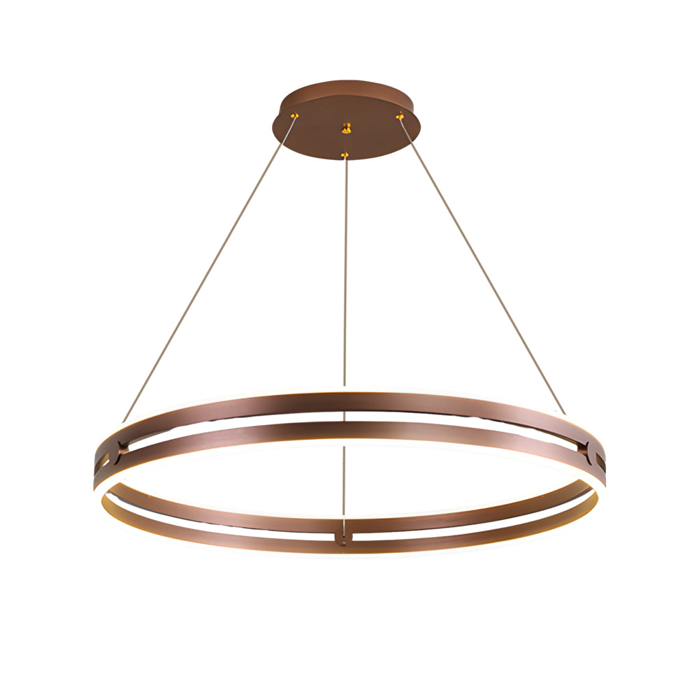 Modern Double Hoop LED Pendant Light 23.6 Inch Minimalist Wheel Chandelier for Living Room Dining Room